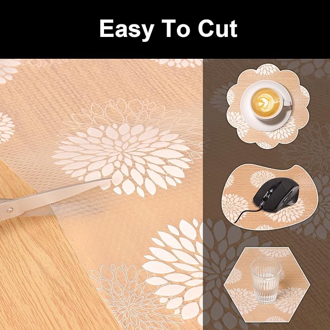 Cooyes Shelf Liners for Kitchen Cabinets Waterproof & Oil-Proof Kitchen Cupboard Mats Non-Slip Drawer Mats EVA Material Non Adhesive Fridge Liner for Shelves（11.8" W x 236" L）