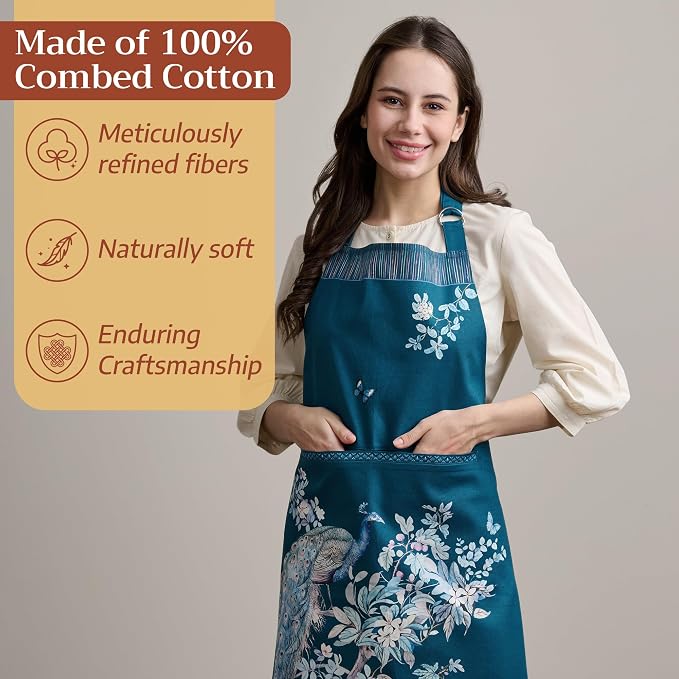 Maison d' Hermine 100% Cotton Apron for women with Pocket Kitchen Chef Apron for Men Cooking Spring Summer
