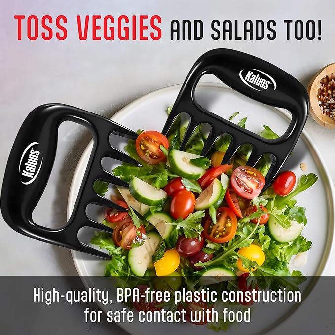 Kaluns Meat Claws, Best Meat and Pulled Pork Shredder - Easily Lift, Handle, Pull, Cut, and Shred Meat - Ultra-Sharp Plastic Blades - Heat Resistant, BPA free, Dishwasher Safe (Black)