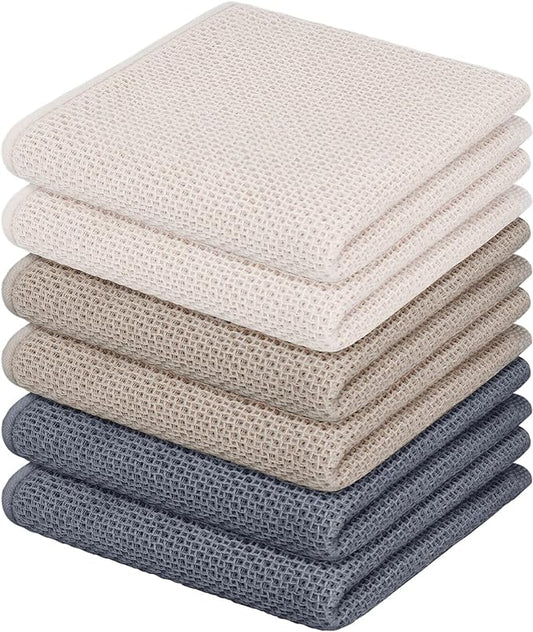 Nialnant 6 Pack Kitchen Hand Towels,Large 100% Cotton Kitchen Tea Towels,Dish Towels for Drying Dishes 13x28 Inches,Multi Color