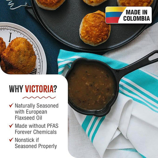 Victoria 0.5-Quart Cast Iron Saucepan, Small Cast Iron Melting Pot Seasoned with Flaxseed Oil, Made in Colombia, Black (Pack of 6)