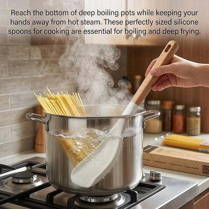 Silicone Spoon Spatula for Cooking, Flexible Spoon for Stirring, Scooping and Scraping, Safe for Nonstick Cookware, White