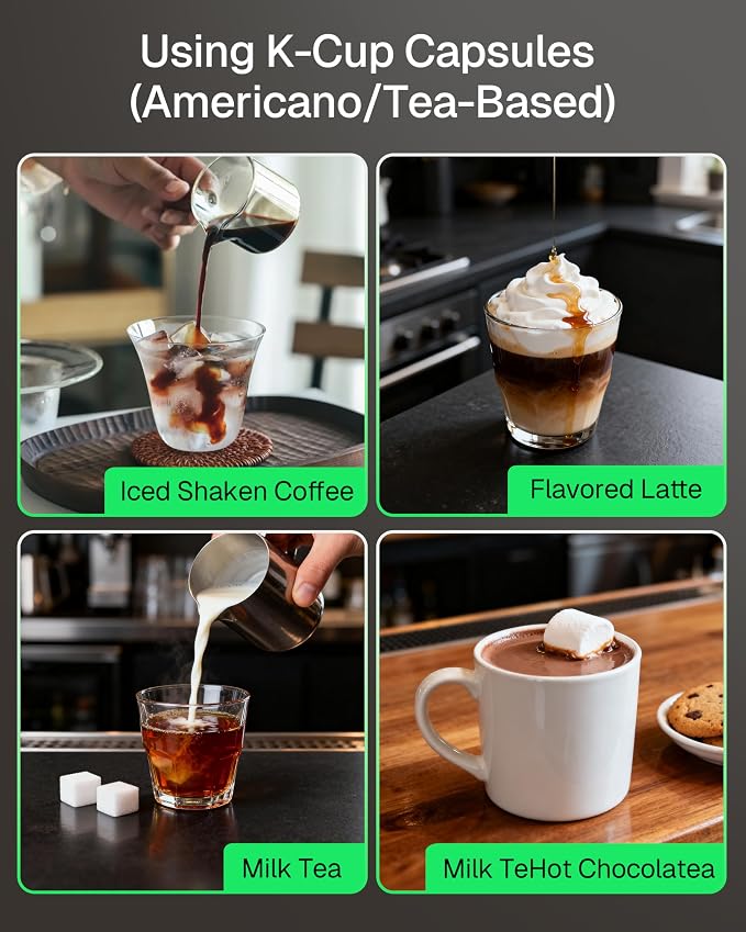 HBN 3-in-1 for Nespresso Capsule & K-Cup Pods & Ground Coffee Multi Coffee Maker Single Serve, 19Bar Programmable One-Touch Brewing Espresso Machine, 20oz Removable Water Tank, 1450W Fast Heat