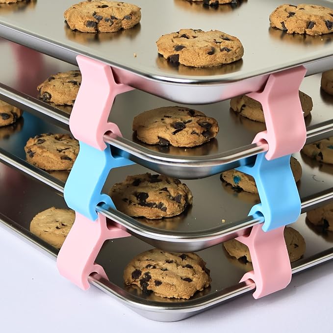 16pcs Baking Sheet Stackers - Saving Harvest Tray Stackers Accessories, Baking Sheet Stacking Clips, Cookie Tray Stacker Clips for Freeze Dryer Trays Kitchen Picnic BBQ (Easter)