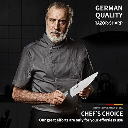 MAD SHARK 8 Inch Chef Knife, Professional Kitchen Knife with German High Carbon Steel, Ultra Sharp & Ergonomic Handle for Meat, Vegetables Cooking Knife for Mens, Mom & Dad Birthday Gifts (Gift Box)