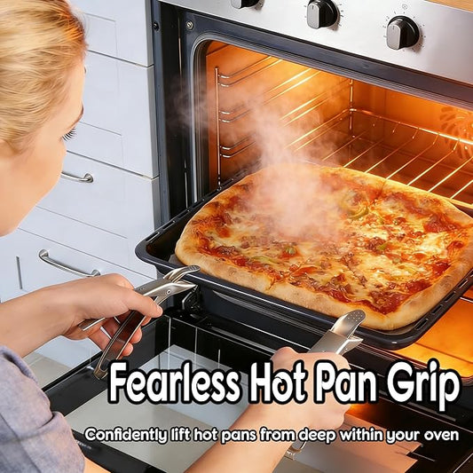 2 Pack Hot Plate Gripper Tongs - 304 Stainless Steel Anti-Scald - Multi-Purpose Bowl Holder Clip for Air Fryer, Instant Pot, Pizza Oven & Kitchen (Lifting & Pouring Accessories)
