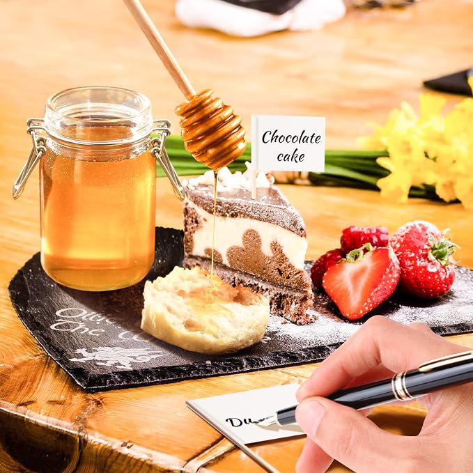 LifeMusican Rose Gold Cheese Knife Set, Cheese Butter Spreader Knife Slicer knives With Serving Tongs, Spoons, Forks, Flags Cheese Markers, Wooden Honey Dipper For Charcuterie Board Accessories