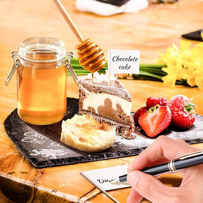 Marble Blue Cheese Knife Set, Ceramic Handle Charcuterie Board Accessories - Butter Spreader, Cheese Slicer, Serving Tongs, Spoons, Forks, Flags, Wooden Honey Dipper