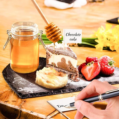 Marble Gold and Black Cheese Knife Set, Ceramic Handle Charcuterie Board Accessories Butter Spreader Cheese Slicer Knife With Serving Tongs, Spoons, Forks, Flags Cheese Markers, Wooden Honey Dipper