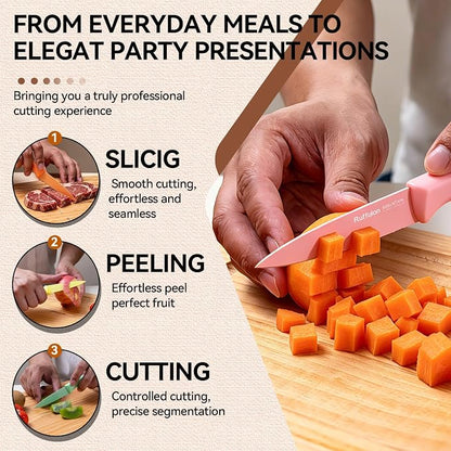 Paring Knife Set, 4PCS Stainless Steel Paring Knife Set, Ultra Sharp Fruit and Vegetable Knives, 3.5-Inch Kitchen Knives, Razor-Sharp Knife，Ergonomic Handle Design, Coloured