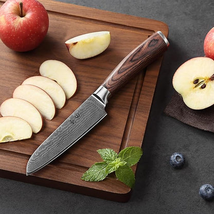 Wakoli EDIB 2-Piece Damascus Kitchen Knife Set – Santoku & Small Santoku with VG10 Core made of 67-Layer Damascus Steel Blades – Professional Chef Knives with Ergonomic Pakkawood Handles in Gift Box