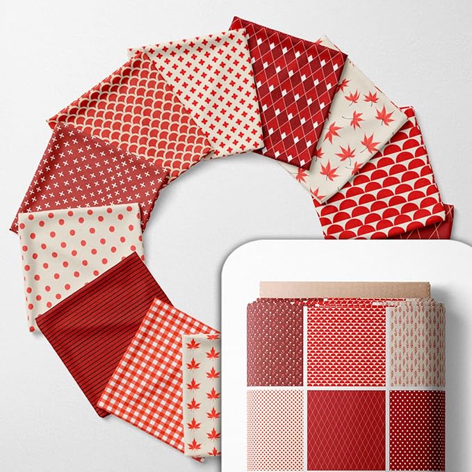 Cotton Satin Patchwork Fabric Panel – 35 Designs, 20×20 cm Squares, Single Piece 150×110 cm, Red Patchwork Quilt Fabric (Scarlet Love Patchwork Set, 35pcs 8x8 inch)