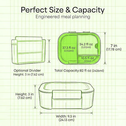 KARRICO Leakproof Lunch Box – 3-Compartment Bento Box, Cooler Pack & Adjustable Divider, Extra Large & BPA-Free – Dishwasher Safe, Ideal for On-the-Go Meals, Lilac & Blue