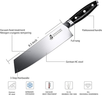 TUO Kiritsuke Knife - 8.5 inch Kiritsuke Chef Knife - Japanese Vegetable Meat Knife - German HC Steel - Full Tang Pakkawood Handle - BLACK HAWK SERIES with Gift Box
