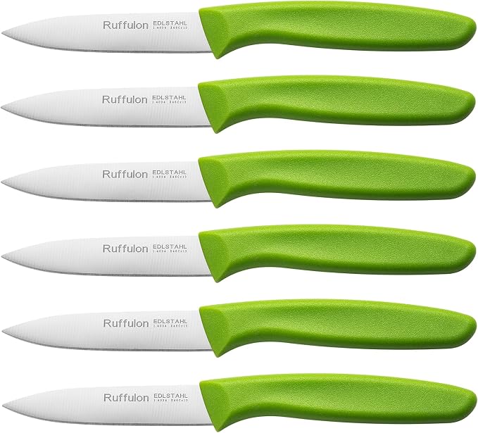 Paring Knife Fruit Knife Set (6 Pieces), Ultra Sharp Stainless Steel Vegetable and Fruit Knife with PP Plastic Ergonomic Handle for Cutting Fruits and Vegetables,Green