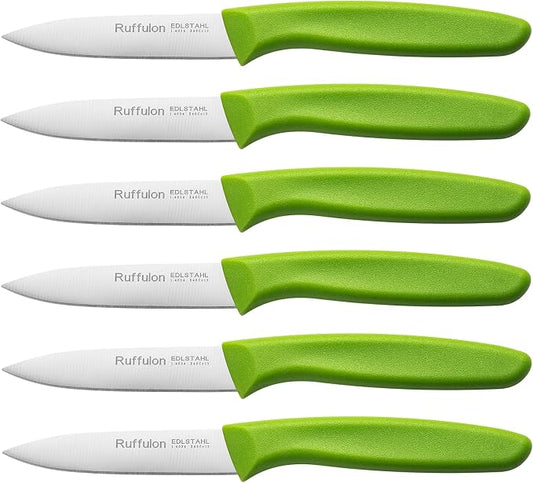 Paring Knife Fruit Knife Set (6 Pieces), Ultra Sharp Stainless Steel Vegetable and Fruit Knife with PP Plastic Ergonomic Handle for Cutting Fruits and Vegetables,Green