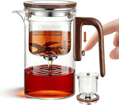 MACTANO Enchant Series Glass Magic Teapot with Magnetic Infuser, Modern Personal Tea Pot for Loose Leaf Tea Visual Brewing Easy Clean - 20.29 oz