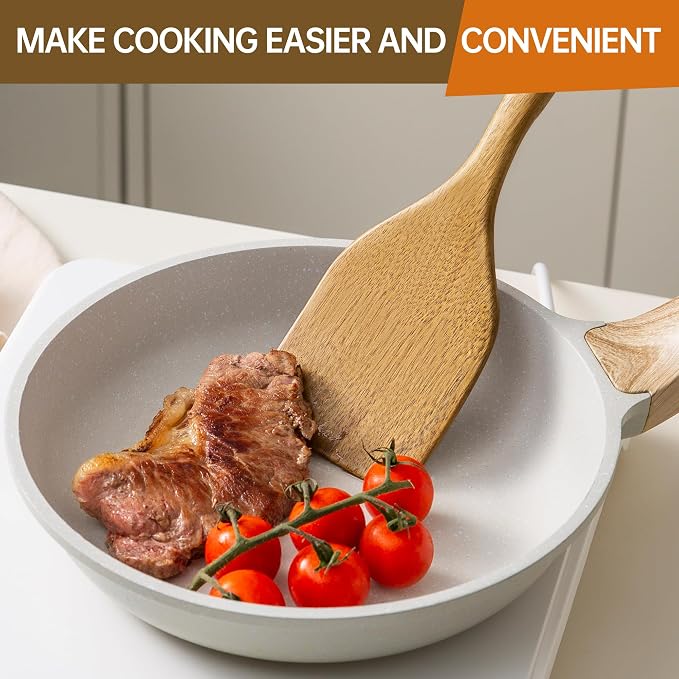 Wooden Utensil Set 2 Pcs - Natural Non-Toxic Acacia Wooden Spoons for Cooking, Nonstick, Sturdy, Easy to Clean, Wood Kitchen Utensils Set, Ideal for Gifting