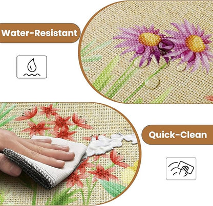 Kitchen Mats for Floor, 2-Piece Anti-Fatigue Waterproof Kitchen Rugs for Apartment Decor, Easy-Clean Standing Mat with Non-Slip Back for Home, Office, Laundry (17.3"×47" +17.3"×30")
