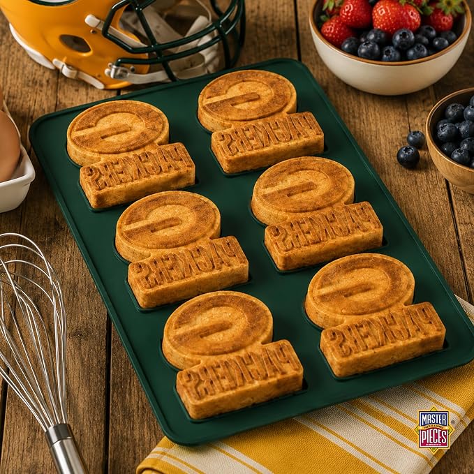 Masterpieces Game Day - FanPans NFL Green Bay Packers Silicone Muffin Pan - Dishwasher Safe