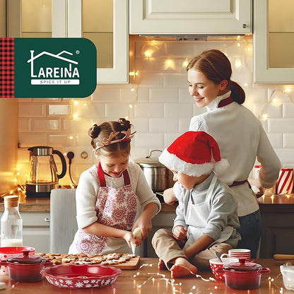 Lareina Mini Cocotte - 12oz Ceramic Casserole Dishes - Kitchen Casserole Sets With Handles And Lid - Small Baking Ramekins - Oven, Microwave & Dishwasher Safe - Set of 4 - Blue