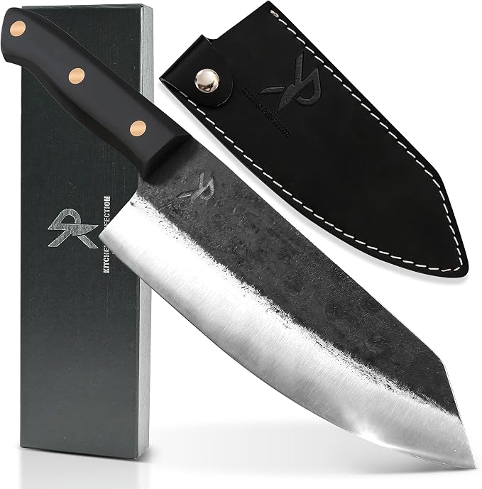 Kitchen perfection Handmade Chefs Carving Knife For Meat Cutting- Extremely Sharp Cooking Knife 8 Inch -Hand Sharpen Best Gift For Men - High Carbon Steel w/Leather Sheath