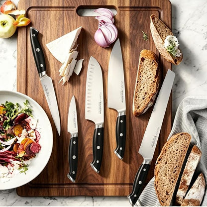 WICKWILLOW 10-Inch Serrated Bread Knife - German X50CrMoV15 Steel, Full Tang, Razor-Sharp Wavy Edge for Sourdough, Artisan Bread, Bagels, Cakes & Sandwich Loaves - Gift Boxed for Home Bakers
