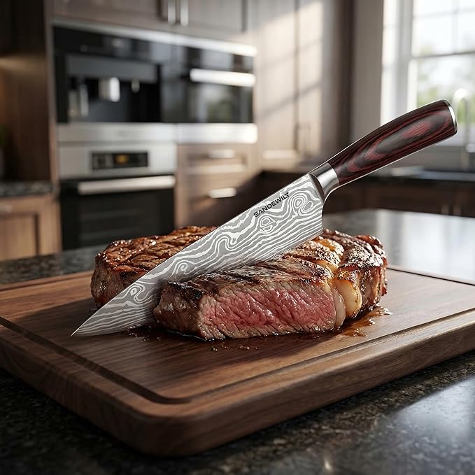 Professional Kitchen Knives High Carbon Stainless Steel Chef Knife Set,3PCS Ultra Sharp Japanese Knife with Sheath,Ergonomic Pakkawood Handle Elegant Gift Box for Home or Restaurant