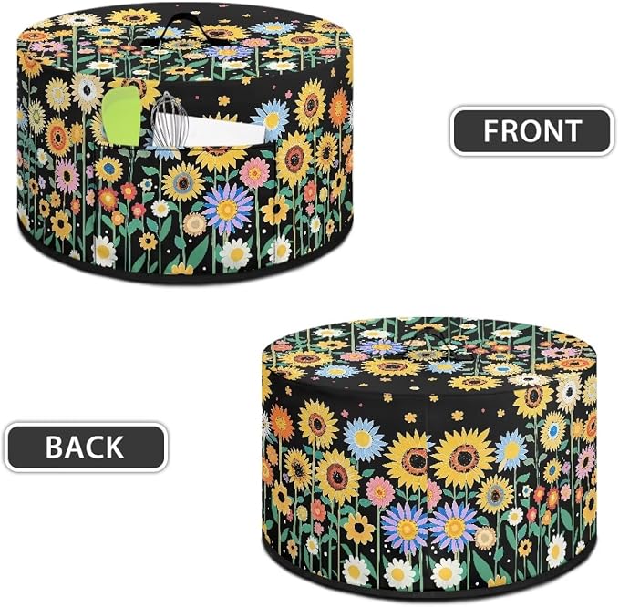 Sunflower Daisy Slow Cooker Cover for Pot Dust Cover Fits for Most 6-8 Quart Oval Slow Cooker Dustproof Small Appliance Accessories Decor