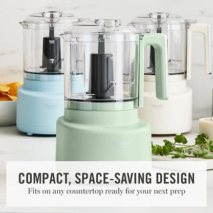 Martha Stewart 3 Cup Electric Food Chopper, Vegetable & Herb Mini Food Processor, 24oz BPA-Free Bowl, Stainless Steel Blades, Pour Spout, Dicing, Mincing, Chop & Puree, Dishwasher Safe, Honeydew