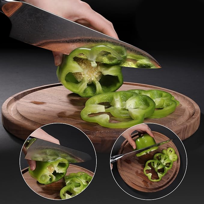 8” Chef Knife – VG10 Damascus Steel Kitchen Knife, Razor Sharp Professional Cooking Knife with Ergonomic G10 Handle, Luxury Gift Box & Sheath, Gift for Home Chefs
