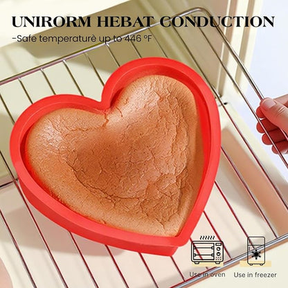 3 Pcs Silicone Heart Shaped Cake Pans 10 Inch 8 Inch 6 Inch Mini Small Large Heart Cake Pan Set Nonstick Silicone Heart Molds for Baking (Red)