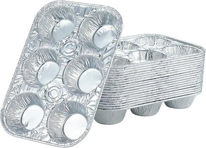 Waytiffer (10pack Muffin Pan 6-Cup Cupcake Aluminum Pans Favorite Muffin Tin Size for Baking Cupcakes Muffins and Mini Pies - Standard Size