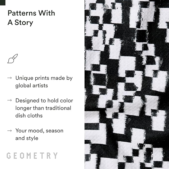 GEOMETRY Dishcloth – Evergreen Collection – Quick-Dry, Ultra-Absorbent, Reusable Microfiber Kitchen Towels for Drying & Cleaning - Patch Party - 3-Pieces