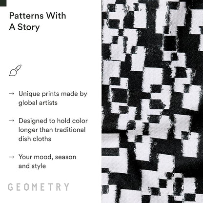 GEOMETRY Dishcloth – Evergreen Collection – Quick-Dry, Ultra-Absorbent, Reusable Microfiber Kitchen Towels for Drying & Cleaning - Patch Party - 3-Pieces