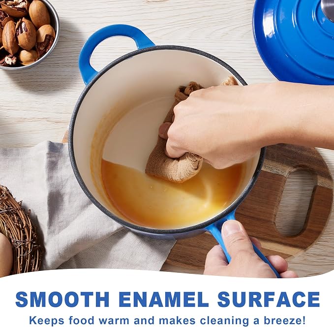 2 Pcs Enameled Sauce Pan with Lid, Leonyo 1 Qt & 2 Qt Cast Iron Saucepan Set, Small Dutch Oven Kitchen Pots for All Cooktops Cooking Pasta, Milk, Oatmeal - Up to 500°F, Dark Blue