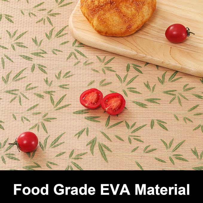 Cooyes Shelf Liners for Kitchen Cabinets, Waterproof and Oil-Proof Kitchen Cupboard Liner, Refrigerator Liners and Plastic Drawer Mats EVA Non Adhesive Shelves（17.5" W x 198" L）