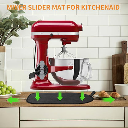 Sliding Mat for Kitchenaid Mixer with 2 Grey Kitchen Accessories, Mover Slider Mat Pad for 5-8 Qt Bowl-Lift Stand Mixer, Kitchen Appliance Slider Mat Compatible with Professional 600 Stand Mixer