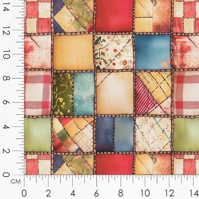 Patchwork Globe Cotton Fabric Panel – 6 Designs (10×10 inch Each) + Bonus Sheet 29.5×19.6 inch, 100% Cotton 140 GSM, Made in Türkiye