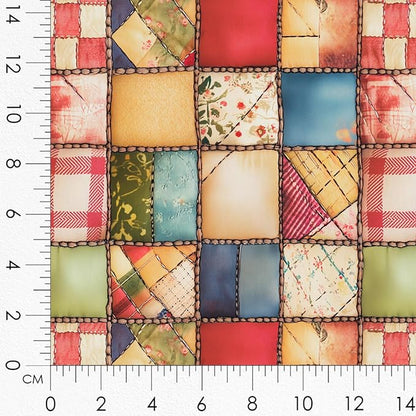 Patchwork Globe Cotton Fabric Panel – 6 Designs (10×10 inch Each) + Bonus Sheet 29.5×19.6 inch, 100% Cotton 140 GSM, Made in Türkiye