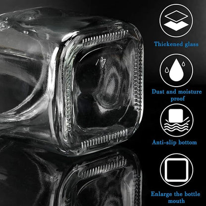 Mlici Condiment Jar Spice Container with Lids and Spoons, 8.6oz Clear Glass Condiment Canisters Pots Seasoning Box Salt Container Sugar Bowl Set of 3 for Kitchen, Containers, Black