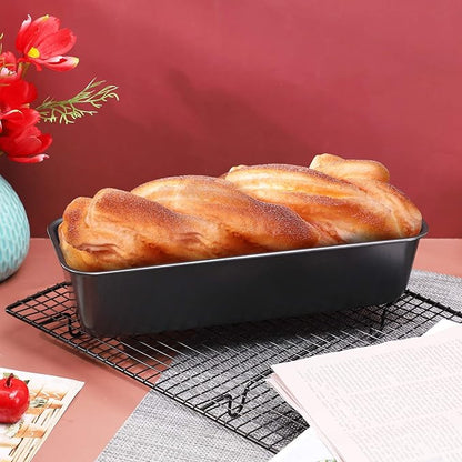 Beasea Long Loaf Bread Pan, 12x4 Inch 2 Set Rectangle Loaf Pan, Nonstick Bread Pans Carbon Steel Toast Pan Black Cake Pan Loaf Baking Pans Bakeware for Oven Baking