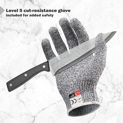 5-Angle Adjustable 10-35 Degree Professional 4-Stage Knife Sharpener, with Cut-Resistant Glove, with Scissors Grinding Slot - Multi-Purpose Precision Tool for Kitchen, Home, Outdoors (Black)