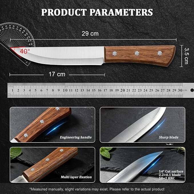 Chef Knife,11.2" Professional Kitchen Knife for Cooking,Made of Stainless Steel,Ultra Sharp for Cutting food,with Ergonomic Handle,for Home & Restaurant