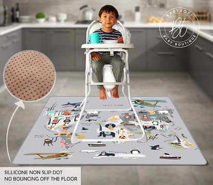 Splat Mat for Baby – Under High Chair Floor Mat Protects Wood, Vinyl and Carpet from Spills – Waterproof 4 Layer Baby Mat with Anti-Skid Backing Deters Bunching and Sliding (51” x 51”)
