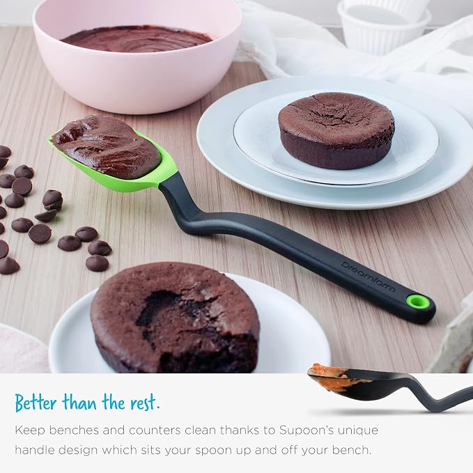 Dreamfarm Supoon Non-Stick Sit-Up Silicone Scraping, Serving, Cooking Spoon Measures 5ml Tsp & 15ml Tbsp - 11" Black