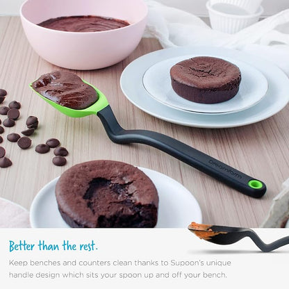 Dreamfarm Supoon Non-Stick Sit-Up Silicone Scraping, Serving, Cooking Spoon Measures 5ml Tsp & 15ml Tbsp - 11" Black