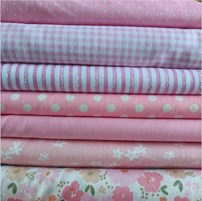 7Pcs 9.8" x 9.8"(25 * 25CM) Cotton Fabric DIY Making Supplies Quilting Patchwork Fabric Fat Quarter Bundles DIY for Quilting Cotton Patchwork Cushions (Pink, 9.8" x 9.8")