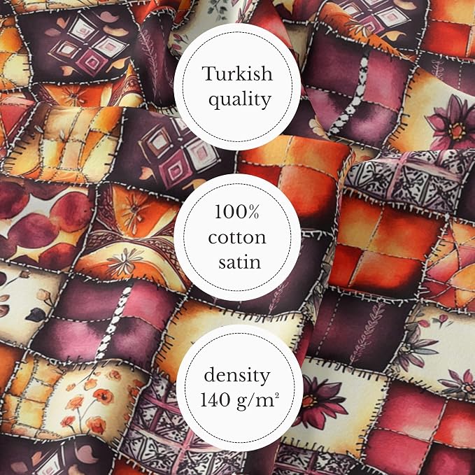 100% Cotton Fabric by the Yard – Turkish Quality Quilting & Sewing Fabric, 1 Yard x 1.69 Yards Wide, Patchwork Cotton for Crafts
