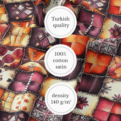 100% Cotton Fabric by the Yard – Turkish Quality Quilting & Sewing Fabric, 1 Yard x 1.69 Yards Wide, Patchwork Cotton for Crafts